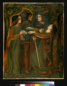 Jak się poznali, ok. 185060 (gwasz) (patrz także 63160) autorstwa Dante Gabriel Charles Rossetti