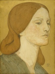 Nr 1575 Głowa dziewczynki w zielonej sukience (Elizabeth Siddal), 1850-65 autorstwa Dante Gabriel Charles Rossetti