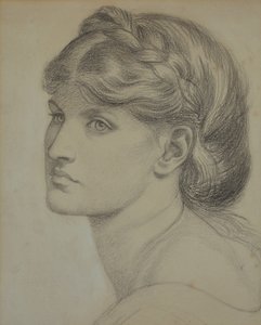 Portret Alexy Wilding, studium dla „The Bower Meadow” autorstwa Dante Gabriel Charles Rossetti