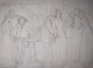 Studium dla Benedicka i Beatrice autorstwa Dante Gabriel Charles Rossetti