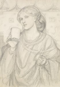 Studium do „Kielicha miłości” (ołówek na papierze) autorstwa Dante Gabriel Charles Rossetti