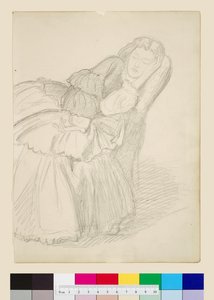 Studium śpiącej Ruth Herbert, ok. 1858-1859 (ołówek) autorstwa Dante Gabriel Charles Rossetti