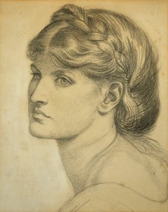Studium głowy do „Łąki altanowej”, 1872 autorstwa Dante Gabriel Charles Rossetti