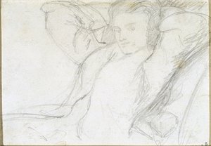 Studium Siedzącej Damy, 1860 (grafit na papierze) autorstwa Dante Gabriel Charles Rossetti