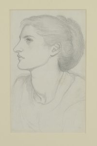 Głowa kobiety, 1865-70 autorstwa Dante Gabriel Charles Rossetti