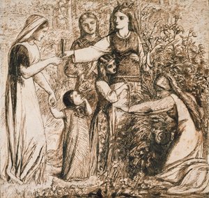 Wizja Dantego Matyldy zbierającej kwiaty, c1855 autorstwa Dante Gabriel Rossetti