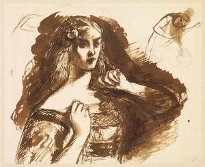 Półdługi szkic młodej kobiety autorstwa Dante Gabriel Rossetti