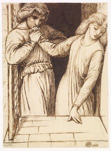 Hamlet i Ofelia - studium kompozycji autorstwa Dante Gabriel Rossetti