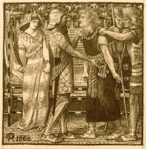 Józef oskarżony przed Potyfarem autorstwa Dante Gabriel Charles Rossetti