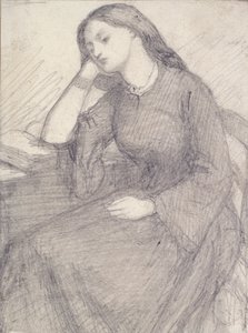 Portret Elizabeth Siddal w pozycji siedzącej, ok. 1840 r. autorstwa Dante Gabriel Rossetti