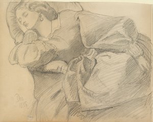 Ruth Herbert śpi, 1858 autorstwa Dante Gabriel Rossetti