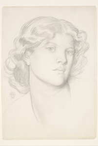 The Blue Bower - Studium głowy kobiety autorstwa Dante Gabriel Rossetti