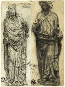 Dwa studia o rzeźbie średniowiecznej autorstwa Dante Gabriel Rossetti