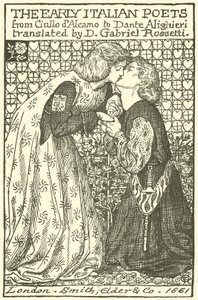 Wcześni włoscy poeci, projekt strony tytułowej autorstwa Dante Gabriel Charles Rossetti