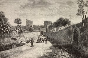 Brama Castello, Corneto Tarquinia, Włochy, rycina z rysunku Dantego Paolocciego, z L