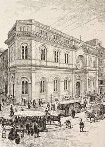 Kościół ewangelicki przy Via Nazionale, Rzym, Włochy, rycina na podstawie rysunku Dantego Paolocciego, z L