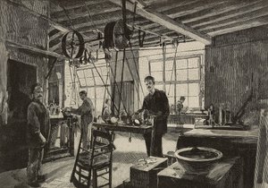 Warsztat mechaniczny w mennicy w Rzymie, Włochy, rycina według rysunku Dantego Paolocciego, z L