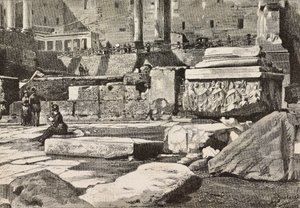Platformy na Forum Romanum, Rzym, Włochy, rycina na podstawie rysunku Dantego Paolocciego, z L