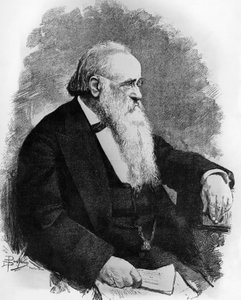 Portret Agostino Depretisa (1813-1887), włoskiego męża stanu, rysunek: Dante Paolocci (1856-1926), rycina z L