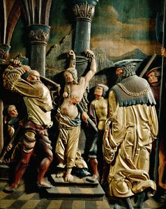 Męczeństwo świętej Agaty (płaskorzeźba z drewna lipowego) autorstwa Danube School