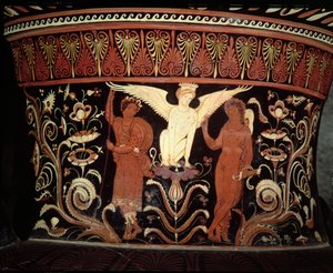 Apulijski krater wolutowy z czerwoną figurą, detal szyi przedstawiający ceramikę Edypa i Sfinksa patrz także 153772 autorstwa Darius Painter