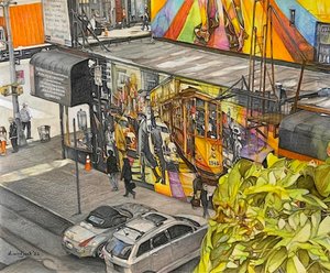 Widok z lotu ptaka, 2022 (ołówek na papierze) autorstwa Darrell Windjack
