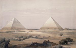 Piramidy w Gizie, rycina z rysunku Davida Robertsa (1796-1864), z Egiptu i Nubii