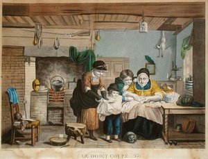 Cięty palec, grawer Joly, ok.1830-40 (kolorowy grawerunek) autorstwa David (after) Wilkie