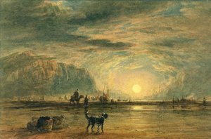 Scena na plaży - Wschód słońca, ok. 1820 (akwarela i długopis na graficie na papierze) autorstwa David (attr. to) Cox