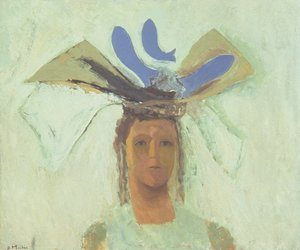 Dziewczyna z niebieską rybką (olej na desce) autorstwa David Alan Redpath Michie