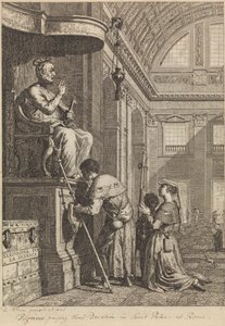 Pielgrzymi oddający cześć w St. Peters w Rzymie