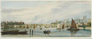 Widok na Most Westminsterski w kierunku zachodnim, ku pałacowi Lambeth i opactwu westminsterskiemu autorstwa David Cox