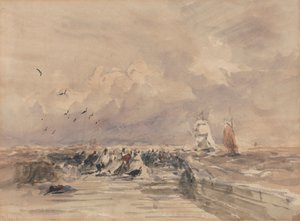 Molo w Dieppe, sztywna bryza autorstwa David Cox