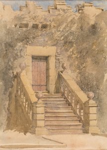 Drzwi w Haddon Hall, ok. 1845 (akwarela i ołówek na papierze) autorstwa David Cox