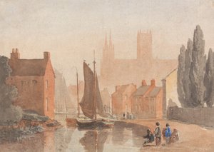 Katedra w Lincoln widziana z Brayford Pool autorstwa David Cox