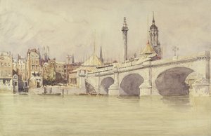 London Bridge, 1831 (wc z kolorem nadwozia nad grafitem na papierze) autorstwa David Cox