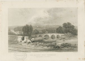 Penkridge Town - Most kolejowy i Bull Bridge: staloryt, bd [ok. 1839] autorstwa David Cox