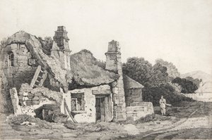 Zrujnowana chata (rysunek) autorstwa David Cox