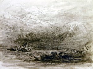Snowdonia (czarna kreda na papierze) autorstwa David Cox