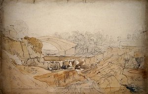 Most w Rhayader (ołówek i akwarela na papierze) autorstwa David Cox