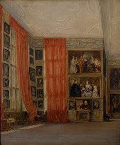 The Long Gallery w Hardwick (akwarela na papierze) autorstwa David Cox