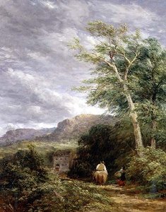 Pejzaż walijski z młynem wodnym (olej na płótnie) autorstwa David Cox