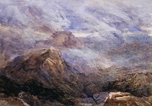Szkic walijski - Płonąca paproć (akwarela na papierze) autorstwa David Cox