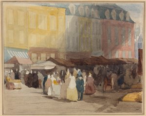 Francuski rynek, prawdopodobnie Boulogne autorstwa David Cox the elder