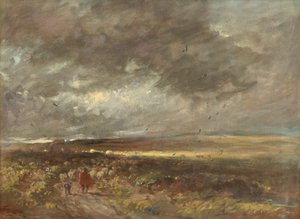 Krajobraz torfowiskowy: pasterz i owce, ok. 1810 r. autorstwa David Cox the elder