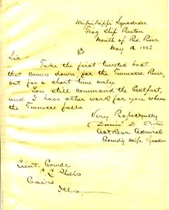 List od Davida D. Portera, U.S.S. Benton, ujście rzeki Red, do Setha Ledyarda Phelpsa, Cairo, Illinois, 12 maja 1863 autorstwa David D. Porter