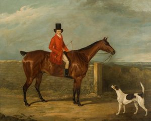 John Hall Kent w stroju myśliwskim siedzącym na koniu, 1825 r autorstwa David Dalby