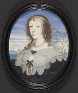 Królowa Henrietta Maria (1609-69) (gwasz na welinie ułożony na karcie z zaprawą)