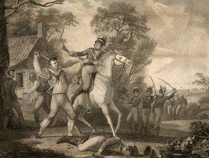 Peter Franciscos Gallant Action z Dziewięciu Kawalerii Tarletonów na oczach Oddziału Czterystu Mężczyzn, pub. 1814