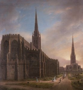 Kościoły św. Michała i Trójcy Świętej, z północnego wschodu, Coventry, 1849 autorstwa David Gee